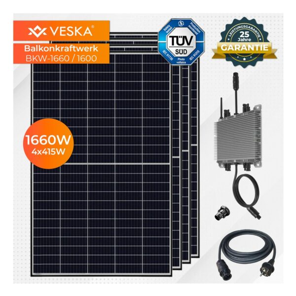 1660W / 1600 W Balkonkraftwerk Photovoltaik Solaranlage WIFI Smart