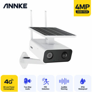 Annke - 4G lte Solarbetriebene Überwachungskamera für den Außenbereich, 100 % kabellos, 4 mp Auflösung, eingebauter Akku, Zwei-Wege-Audio,