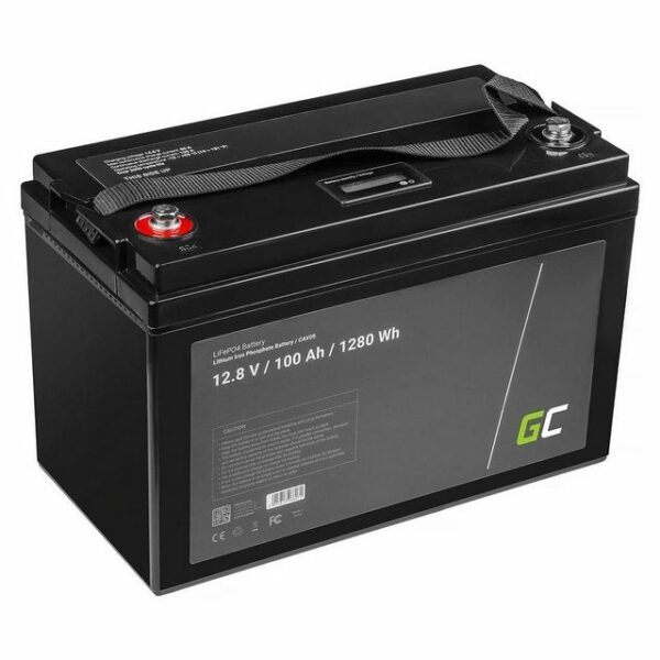 Green Cell LiFePO4 1280 Wh Akku Battery Lithium-Eisen-Phosphat-Akku Batterie, (12.8 V), Kapazität 100Ah, Spannung 12,8V, Spitzenentladestrom 150A