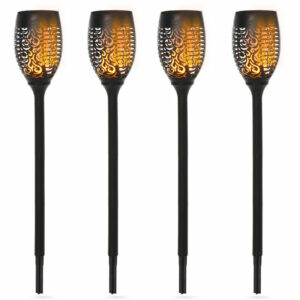 Outsunny - Solarleuchte, Gartenlicht, 4er-Set Lampe, 6-8 h, IP44 Wasserfest, Kunststoff, Schwarz, Ø12 x H72 cm - Schwarz