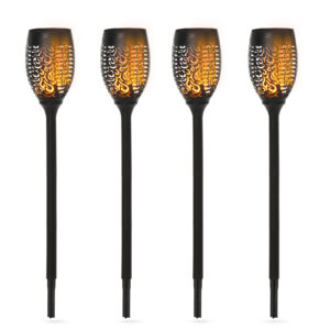 Outsunny Solarleuchte, Solarlampen Garten, 4er-Set Lampe, 6-8 h, IP44 Wasserfest, Kunststoff, Schwarz, Ø12 x H72 cm