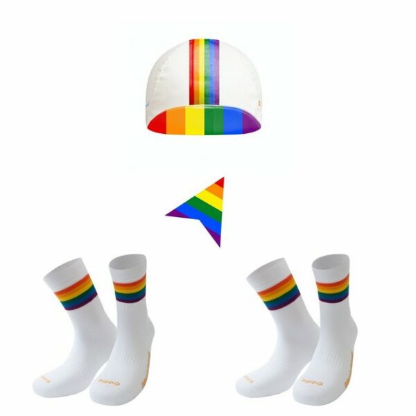 PIPPO Amsterdam Sportsocken Pride Rennradsocken und Cap Set (2 Paar) Mittelfuß Kompression