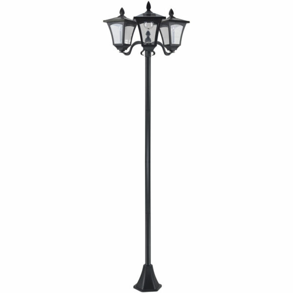 Solar Gartenlaterne mit 3 flammig Laterne Solarlaterne Wegleuchte mit led 120 Lumen IP44 201 Edelstahl Schwarz 51,5 x 47 x 182,5 cm - Schwarz