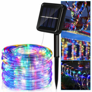 Solar Lichtschlauch led Lichterschlauch Lichterkette Außen Lichternetz rgb 20M - Bunt