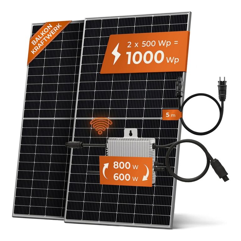 Solarway Balkonkraftwerk 1000W Komplett Set, 600/800W Ausgang einstellbar, 2x500W JaSolar-Module, Deye + APP/WIFI