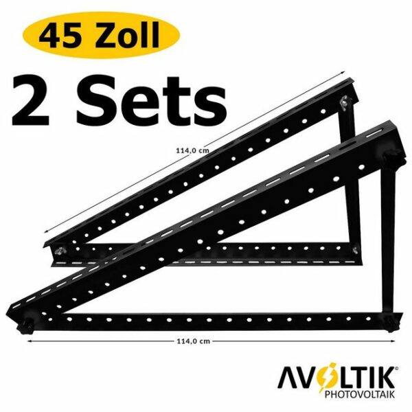 avoltik 2 Sets Solarmodul Halterung für Flachdach Wand Aufständerung 114cm Solarmodul-Halterung, (2-tlg., 2 Sets (4Winkel)