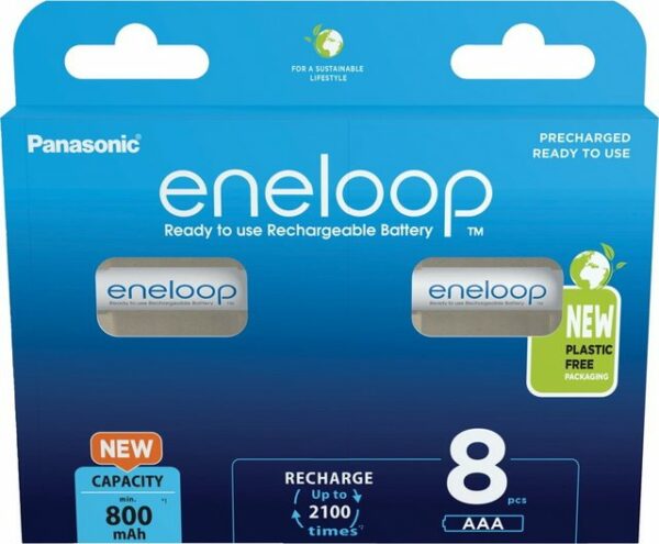 eneloop 8 Panasonic Akku AAA 800mAh eneloop pre-charged im 8er Blister Akku