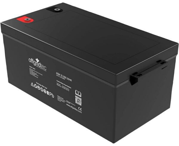 offgridtec Solarakkus "AGM Solarbatterie", 260000 mAh, 12 V, Schraubbare M8-Terminals