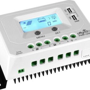 offgridtec Solarladeregler "PWM Pro Laderegler 12V/24V - 30A USB-Port", mit Verpolungsschutz, Integrierter Geräte-und Batterieschutz