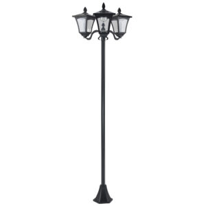 Outsunny Solar Gartenlaterne mit 3 flammig Laterne Solarlaterne Wegleuchte mit LED 120 Lumen IP44 201 Edelstahl Schwarz 51,5 x 47 x 182,5 cm