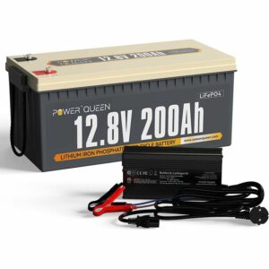 12,8V 200Ah LiFePO4 Akku + 14,6V 20A automatischem LiFePO4 Batterieladegerät Power Queen(Zwei Pakete versandt)