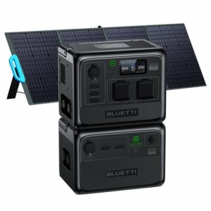 BLUETTI Stromerzeuger AC60 +B80 600W/ 1209 Wh Tragbare Powerstation kit, (mit PV200 200W), Schutzart IP65 für Wasser- und Staubschutz