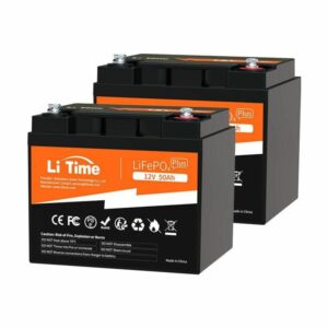 Batterie 12V 50Ah LiFePO4 Akku Lithium 640Wh LiTim emit Max.15000 Zyklen und 10 Jahre Lebensdauer, Eingebautes 50A bms Ideal für Solaranlage