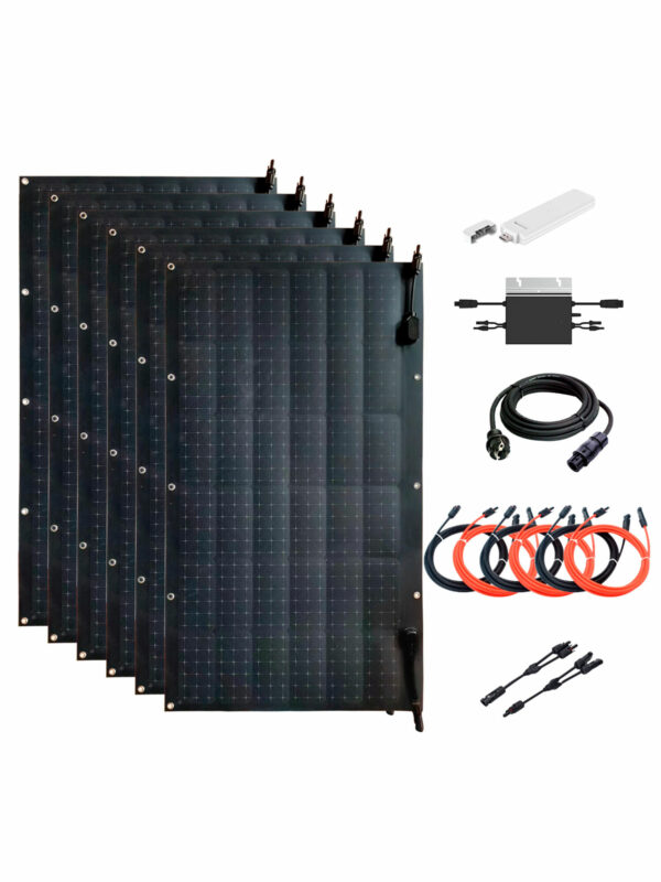 Flexibles Solarkraftwerk, 600 W mit WiFi x schwarz