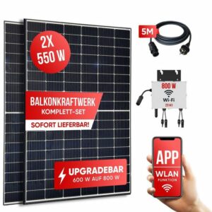 Jet-Line Solaranlage Balkonkraftwerk Solaranlage 1100 W mit Wechselrich