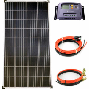 Komplettset 1x130 Watt Poly Solarmodul 10A Laderegler gelb Kabel Solar Photovoltaik Inselanlage