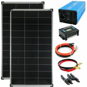 Komplettset 2x140 Watt Solarmodul 1000 Watt TS1000 Spannungswandler 20A Laderegler Inselanlage