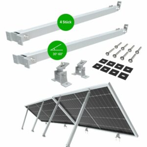 NuaSol Balkonkraftwerkhalterung 2er Set Verstellbare Solarpanel Halterung für PV-Anlagen 4 Stück Neigungswinkel 30-60° Länge einstellbar 700-1291 mm