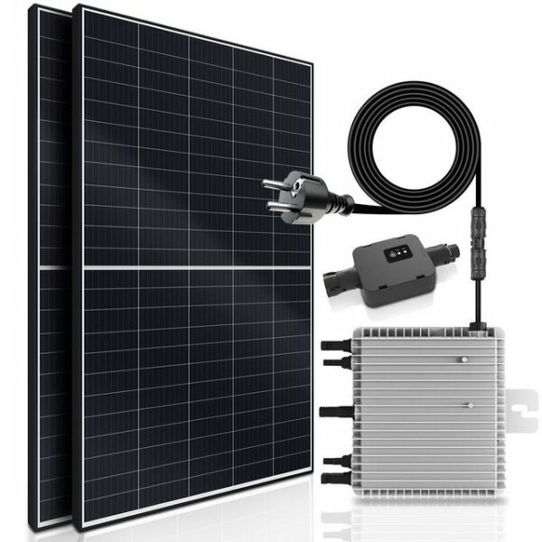 SUNNIVA Solaranlage Balkonkraftwerk 1100W, 800,00 W, Monokristallin, (DEYE Wechselrichter (drosselbar auf 600W oder 800W), Solaranlage Komplettset mit 5m Anschlusskabel für Schuko Steckdose, Balkon Mini-PV Anlage mit WIFI APP und Stromerzeugung Messung), upgrade, genehmigungsfrei, steckerfertig