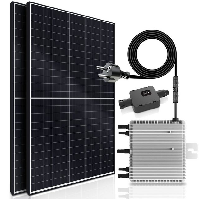 SUNNIVA Solaranlage 1100/800W Balkonkraftwerk, 800,00 W, Monokristallin, (DEYE 800W Micro-Wechselrichter Wifi Upgradebar Drosselbar, 2x 550W Solarmodule, Solaranlage mit 5m Anschlusskabel, Solarkabel, Photovoltaikanlage), Balkon Mini-PV Anlage genehmigungsfrei Inverter, Solarpanel Solarmodul