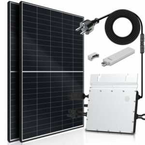 SUNNIVA Solaranlage Balkonkraftwerk 1100W, 800,00 W, Monokristallin, (HOYMILES Wechselrichter (drosselbar auf 600W oder 800W), Solaranlage Komplettset mit 5m Anschlusskabel für Schuko Steckdose, Balkon Mini-PV Anlage mit WIFI APP und Stromerzeugung Messung), upgrade, genehmigungsfrei, steckerfertig