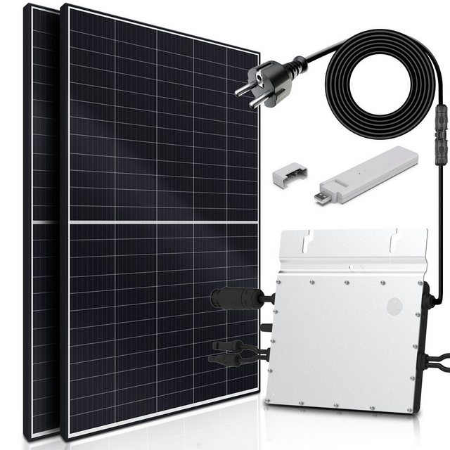 SUNNIVA Solaranlage 830/800W Balkonkraftwerk, 800,00 W, Monokristallin, (HOYMILES 800W Micro-Wechselrichter Wifi Upgradebar Drosselbar, 2x 415W Solarmodule, Solaranlage mit 5m Anschlusskabel, Solarkabel, Photovoltaikanlage), Balkon Mini-PV Anlage genehmigungsfrei Inverter, Solarpanel Solarmodul