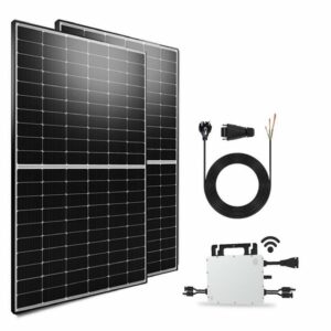 Stegpearl Solaranlage 1000W upgradefähiger Photovoltaik Balkonkraftwerk Mini-PV Anlage, Hoymiles HMS-800W-2T (Die Freigabe der Verbindung für 2 Module) WLAN Mikrowechselrichter, Antireflexbeschichtung, Wasserdichtigkeitsklasse, Monokristallin, Balkon-Solaranlage steckerfertig für Ihr Haus, Plug & Play