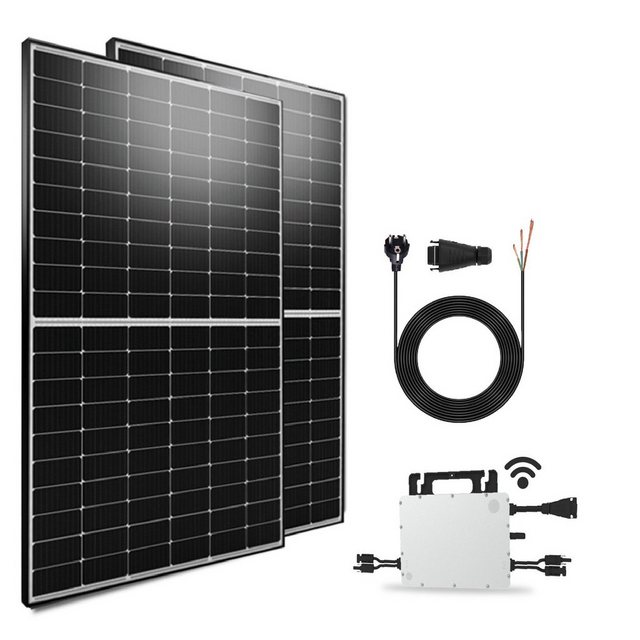 Stegpearl Solaranlage 1000W Balkonkraftwerk Komplettset Photovoltaik Mini-PV Anlage, (Plug & Play Hoymiles HMS-800W-2T WLAN upgradefähiger von 600W auf 800W Mikrowechselrichter mit 10m Kabel)