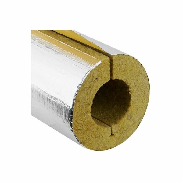 Steinwoll-Rohrschalen alukaschiert für Rohr 54 mm - Dämmschichtdicke 28 mm - geschlitzt - selbstklebend - Länge 1 m - 50% geg