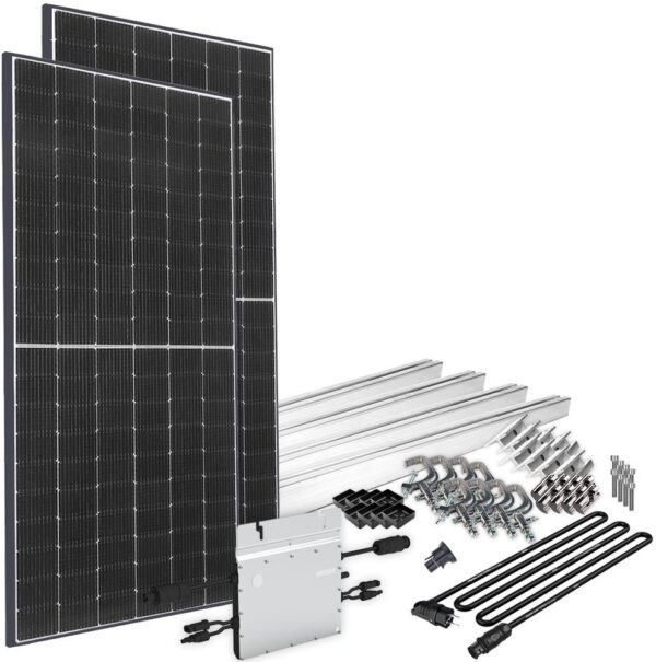 offgridtec Solaranlage "Solar-Direct 830W HM-600", Schuko-Anschluss, 10 m Anschlusskabel, Montageset Balkongeländer