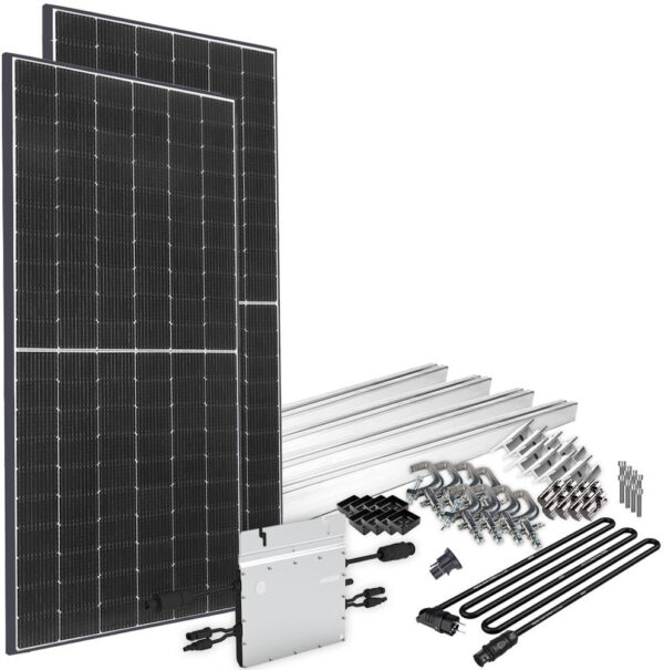 offgridtec Solaranlage "Solar-Direct 830W HM-600", Schuko-Anschluss, 5 m Anschlusskabel, Montageset Balkongeländer