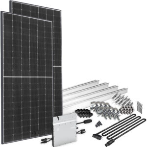 offgridtec Solaranlage "Solar-Direct 830W HM-800", Schukosteckdose, 10 m Anschlusskabel, Montageset für Balkongeländer