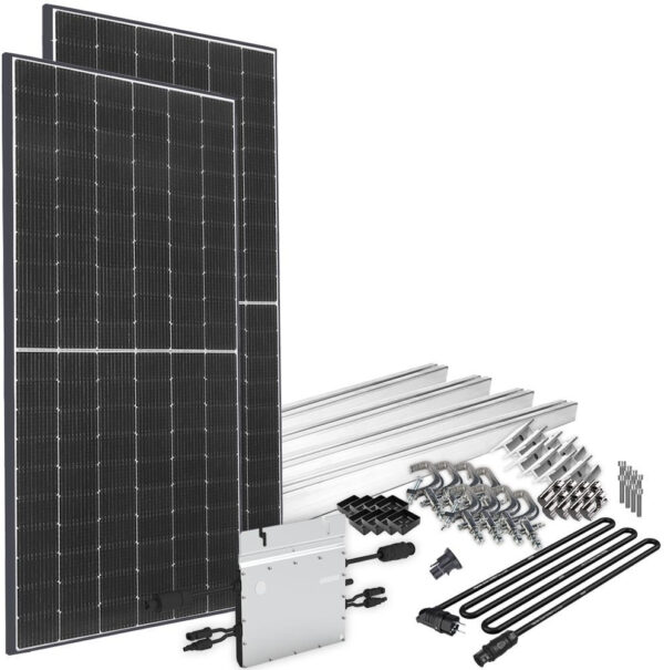 offgridtec Solaranlage "Solar-Direct 830W HM-800", Schukosteckdose, 5 m Anschlusskabel, Montageset für Balkongeländer