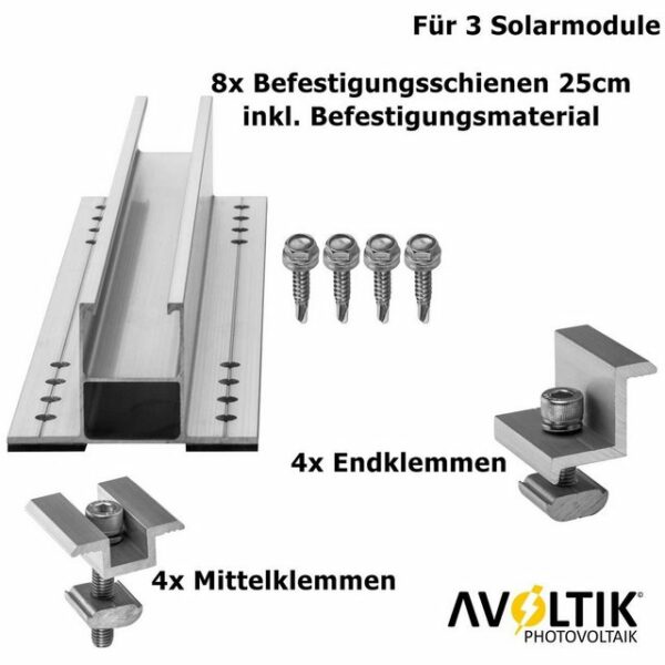 avoltik Photovoltaik Solar Wellblechdach Montage Set Schiene Befestigung Solarmodul-Halterung