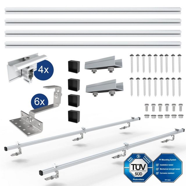 NuaSol Photovoltaik Befestigung Set 1er / 2er Solarmodul-Halterung, (für 2 Solarmodule)