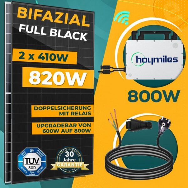 enprovesolar Solaranlage 820W Bifazial Balkonkraftwerk Hoymiles HMS 800W-2T Upgradefähiger Wech