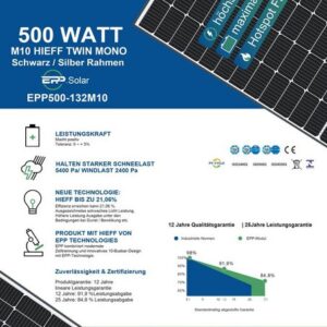 enprovesolar Solaranlage 1000W Balkonkraftwerk Komplettset inkl. 500W Solarmodule, Hoymiles HMS-800W-2T Upgradefähiger WIFI Wechselrichter, 10M Schuko Stecker und Stockschrauben PV-Montage