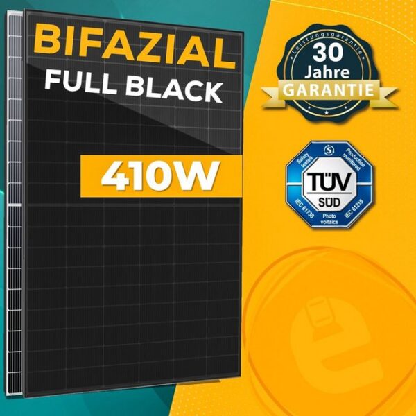 enprovesolar Solaranlage 10x 410W Bifazial Solarmodul I Monokristallin - Full Black Optik I, Glas/Glas/I IP68 I PV Anlagen kompatibel I Photovoltaik Panele bis zu 40% mehr Leistung