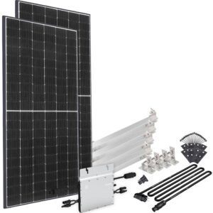 offgridtec Solaranlage "Solar-Direct 830W HM-600", Schuko-Anschluss, 10 m Anschlusskabel, Montageset Flachdach