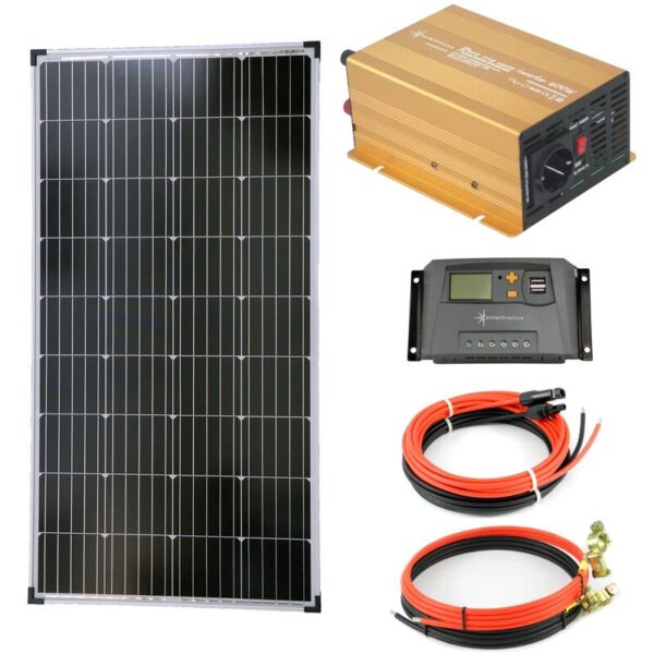 Komplettset 1x130 Watt Solarmodul 600 Watt NP600 Wandler 10A Laderegler gelb Solar Inselanlage