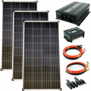 Komplettset 3x130 Watt Poly Solarmodul 1500 w Spannungswandler 30A Laderegler Solar Inselanlage