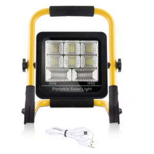 Led Akku Fluter Solar Baustrahler 50W Arbeitsleuchte Handlampe Außenlampe - Gelb - Swanew