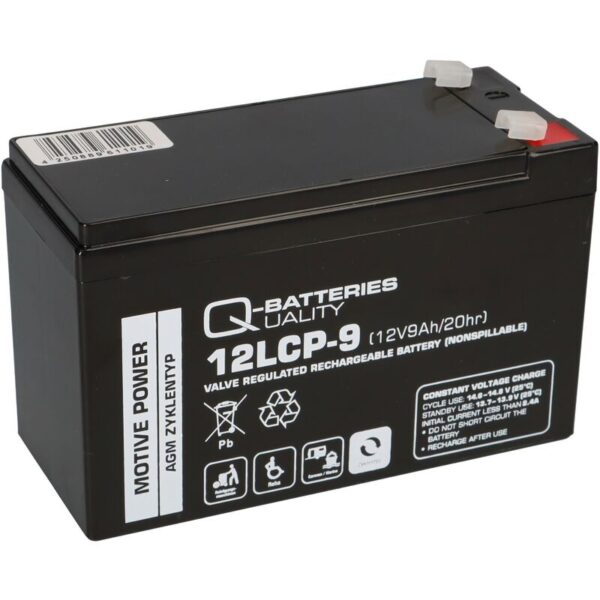 Q-Batteries 12LCP-9 / 12V - 9Ah Blei Akku Zyklentyp AGM - Deep Cycle VRLA