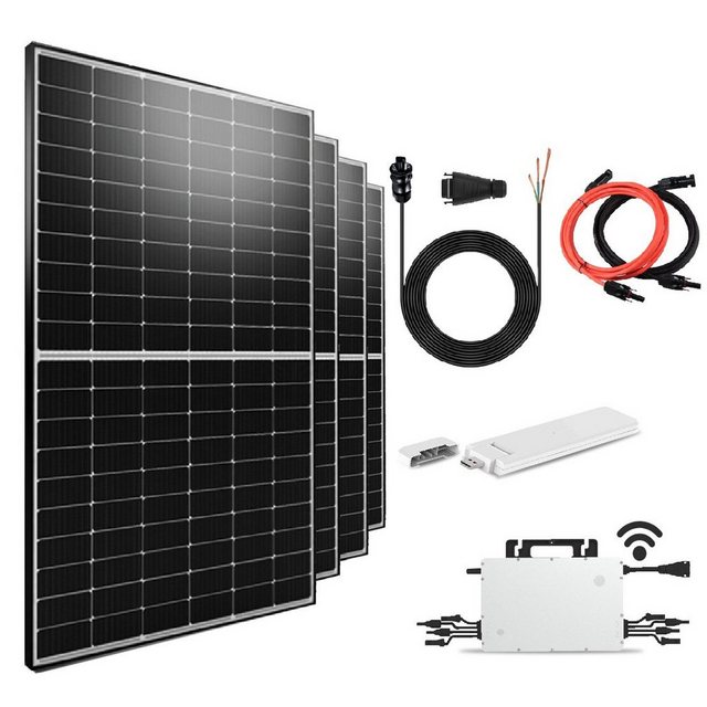 SOLAR-HOOK etm Solaranlage 1600W/ 1660W/ 1720W/ 2000W Balkonkraftwerk, mit 4x500W Solarmodule, Hoymiles Drosselbar HMS-1600/800W/600W Wechselrichter, DTU-WLite-S und 10m Wielandstecker