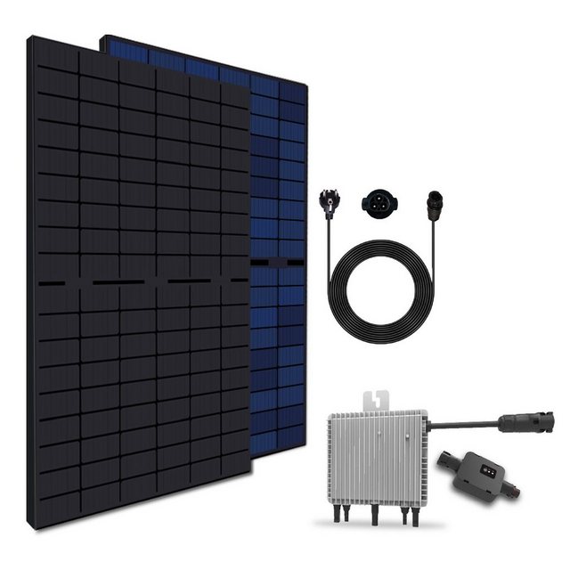 SOLAR-HOOK etm Solaranlage 800W, 830W, 860W, 1000W Balkonkraftwerk, mit 2x430W Solarmodule, DEYE 800W WLAN Upgradefähiger von 600W auf 800W Wechselrichter mit Relais und Dualer MPP-Tracker, Wasserdichtigkeitsklasse, steckerfertig für Ihr Haus, Plug & Play