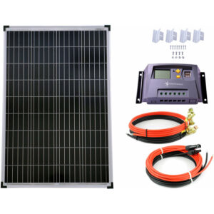 Set 1x100W Poly Solar Modul 20A Laderegler gelb Montagewinkel Kabel