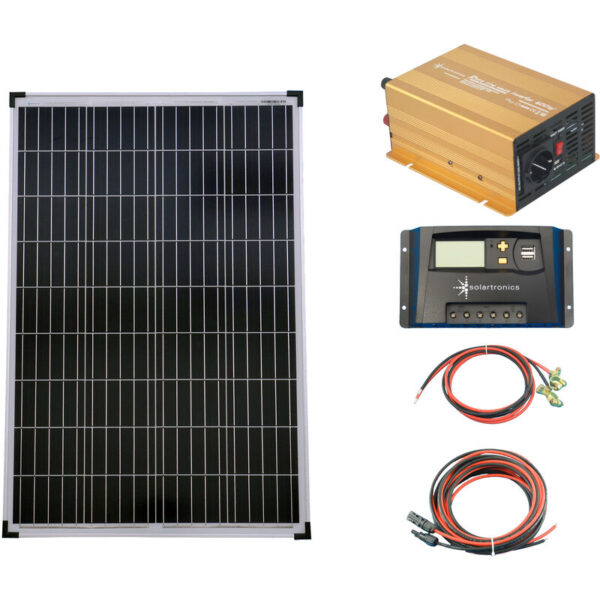 Set 1x100W Poly Solar Modul 20A Laderegler gelb Spannungswandler NP600 600W rein Kabel