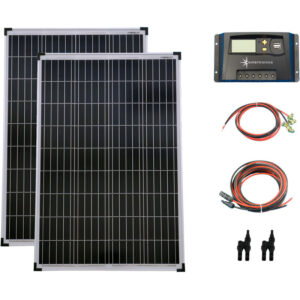 Set 2x100W Poly Solar Modul 20A Laderegler gelb Kabel Stecker