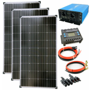 Solaranlage Komplettset Solartronics 3x130 Watt Solarmodul + 1500 Watt TS1500 Spannungswandler + 30A Laderegler