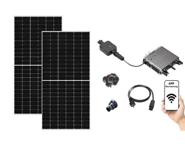 TZIpower Solaranlage Balkonkraftwerk 800 Watt / 930W Deye 800 + 2x 465Watt Solarpanele, 930,00 W, Monokristallin, (Komplett-Set, 1-St)